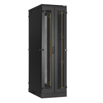   TFA-426012-WHWH-BK  42U, Ш600хГ1200, двустворчатая перфорированная дверь, двухуровневые металлические стенки, двустворчатая перфорированная дверь, черный - abloy, скуд, источники бесперебойного питания